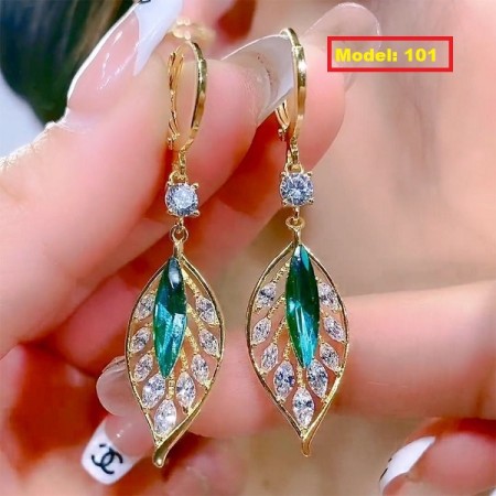 Blue Leaf Zircon Earrings-101