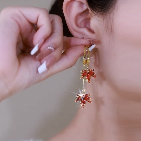 Red Stone Earrings-102