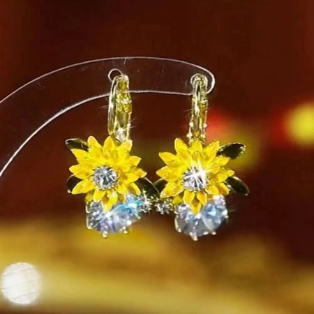 Sunflower Zircon Earrings-109