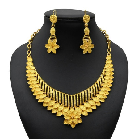 Dubai 21k Gold Plated 2pcs Necklace Set-302