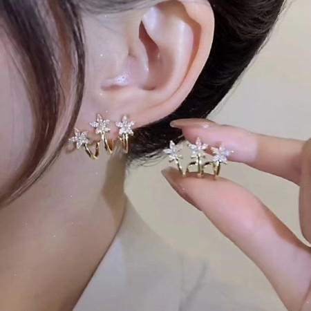 Starburst Cluster Hoop Earrings -144