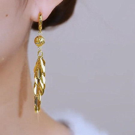 Golden Leaf Cascade Drop Earrings -153