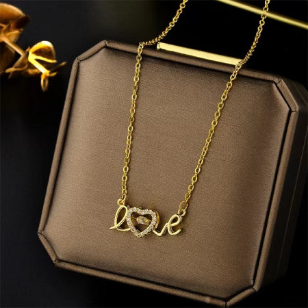 18k Gold Plated Full Love Necklace-406