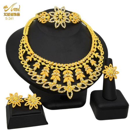 Dubai 24K Gold Plated 4Pcs Necklace Set-314